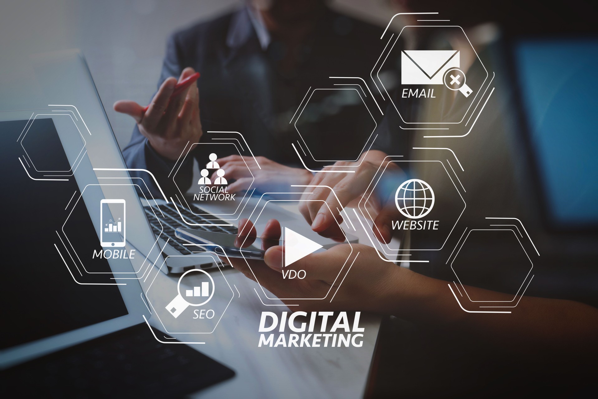 Business team meeting. Photo professional investor working new start up project. Finance task.Digital tablet docking keyboard laptop computer smart phone using, filter film effect